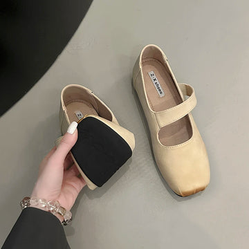 Xajzpa Square Toe Women Ballet Flats Shoes Fashion Shallow Elastic Band Spring Autumn Ladies Comfort Soft Sole Ballerina Shoes